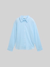 TOM TAILOR DENIM Damen Loose Fit Seersucker Hemdbluse mit Streifenmuster, blau, Gestreift, Gr. XL
