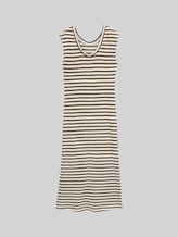 TOM TAILOR DENIM Damen Midi-Kleid mit Streifenmuster, grün, Gestreift, Gr. XL