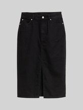 TOM TAILOR DENIM Damen Midi-Jeansrock mit Schlitz, schwarz, Uni, Gr. M