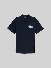 TOM TAILOR Herren Poloshirt aus Baumwolle mit Print, blau, Uni, Gr. XL