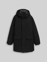 TOM TAILOR DENIM Herren Parka mit wasserabweisender Funktion, schwarz, Uni, Gr. XXL