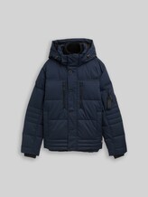 TOM TAILOR Herren Puffer-Jacke mit abnehmbarer Kapuze, blau, Uni, Gr. XXL