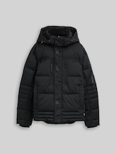 TOM TAILOR Herren Puffer-Jacke mit abnehmbarer Kapuze, schwarz, Uni, Gr. XXL