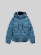 TOM TAILOR Herren Puffer-Jacke mit abnehmbarer Kapuze, blau, Uni, Gr. XL