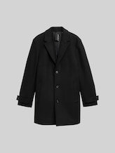 TOM TAILOR Herren Wollmantel mit Reverskragen, schwarz, Uni, Gr. S
