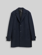 TOM TAILOR Herren Wollmantel mit Reverskragen, blau, Fischgrät, Gr. XXL