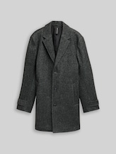TOM TAILOR Herren Wollmantel mit Reverskragen, schwarz, Meliert, Gr. XXL