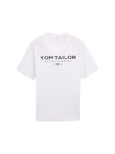 TOM TAILOR Herren Plus Size - T-Shirt aus Baumwolle mit Logo-Print, weiß, Uni, Gr. 2XL