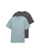 TOM TAILOR Herren Basic T-Shirts im 2er-Pack, grün, Uni, Gr. L