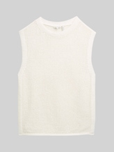 TOM TAILOR Damen Pullunder mit Lochmuster, weiß, Uni, Gr. XL