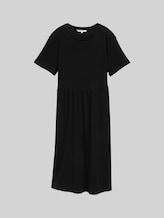 TOM TAILOR DENIM Damen Jersey Midi-Kleid, schwarz, Uni, Gr. XS