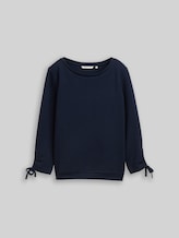 TOM TAILOR DENIM Damen Slim Fit Sweatshirt mit Raffärmeln, blau, Uni, Gr. M
