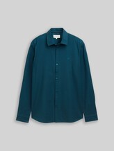 TOM TAILOR DENIM Herren Regular Fit Hemd mit Logo-Stickerei, grün, Uni, Gr. XS