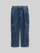TOM TAILOR Jungen Baggy Cargo Jeans, blau, Uni, Gr. 98