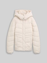 TOM TAILOR Damen Puffer-Jacke mit abnehmbarer Kapuze, weiß, Uni, Gr. XL