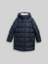 TOM TAILOR DENIM Damen Puffer-Mantel mit Kapuze, blau, Uni, Gr. XL