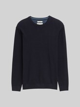 TOM TAILOR Herren Strickpullover aus Baumwolle, blau, Meliert, Gr. S