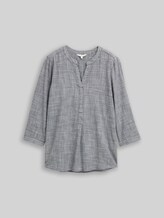TOM TAILOR Damen Bluse aus Baumwolle, blau, Uni, Gr. 36
