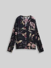 TOM TAILOR Damen Loose Fit Bluse mit Muster, blau, Geblümt, Gr. 36