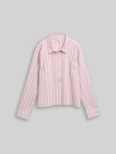 TOM TAILOR DENIM Damen Boxy Fit Hemdbluse mit Streifenmuster, rosa, Gestreift, Gr. XL