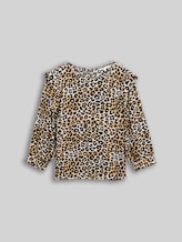 TOM TAILOR DENIM Damen Loose Fit Bluse, braun, Animalprint, Gr. XL