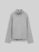TOM TAILOR Damen Loose Fit Strickpullover mit Stehkragen, grau, Meliert, Gr. XL
