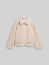 TOM TAILOR Damen Sweatjacke aus Teddyfleece, beige, Meliert, Gr. XL