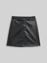 TOM TAILOR DENIM Damen Mini-Rock in Leder-Optik, schwarz, Uni, Gr. XS
