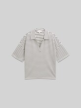 TOM TAILOR Damen Boxy Fit T-Shirt mit Polokragen, blau, Gestreift, Gr. XL