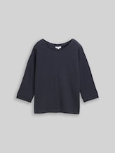 TOM TAILOR Damen Loose Fit Langarmshirt mit Fledermausärmeln, blau, Uni, Gr. M