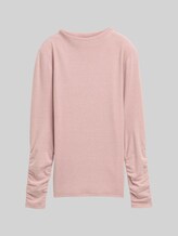 TOM TAILOR DENIM Damen Langarmshirt mit Raffärmeln, rosa, Meliert, Gr. XXL