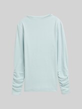 TOM TAILOR DENIM Damen Langarmshirt mit Raffärmeln, blau, Meliert, Gr. XL