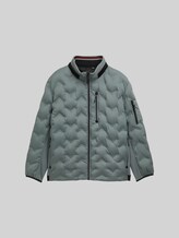 TOM TAILOR Herren Plus Size - Hybrid Lightweight Steppjacke mit verstaubarer Kapuze, grün, Uni, Gr. 2XL