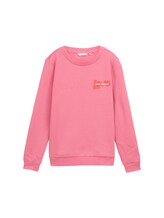 TOM TAILOR Damen Loose Fit Sweatshirt mit Print, rosa, Uni, Gr. L