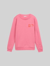 TOM TAILOR Damen Loose Fit Sweatshirt mit Print, rosa, Uni, Gr. XL