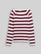 TOM TAILOR Damen Langarmshirt mit Streifenmuster, rot, Gestreift, Gr. M