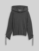 TOM TAILOR DENIM Damen Loose Fit Langarmshirt mit Kapuze, grau, Meliert, Gr. XS