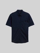 TOM TAILOR Herren Regular Fit Kurzarmhemd aus Baumwolle, blau, Uni, Gr. M