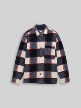 TOM TAILOR Herren Teddy Overshirt mit Karomuster, blau, Kariert, Gr. XXXL