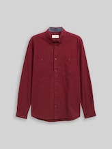TOM TAILOR Herren Regular Fit Hemd in Melange-Optik, rot, Meliert, Gr. XXL
