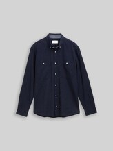 TOM TAILOR Herren Regular Fit Hemd in Melange-Optik, blau, Meliert, Gr. M