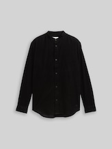 TOM TAILOR DENIM Herren Basic Fit Cordhemd, schwarz, Uni, Gr. XL