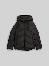 TOM TAILOR Damen Puffer-Jacke mit Kapuze, schwarz, Uni, Gr. XXL