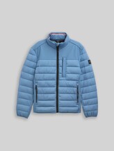 TOM TAILOR Herren Hybrid Steppweste mit Stehkragen, blau, Uni, Gr. S