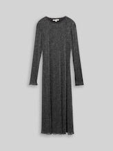 TOM TAILOR DENIM Damen Midi-Meshkleid mit Glitzer-Effekt, schwarz, Uni, Gr. XS