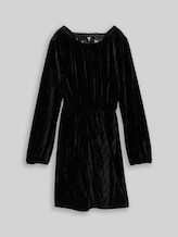 TOM TAILOR DENIM Damen Mini-Samtkleid mit Schleifen-Detail, schwarz, Uni, Gr. XS