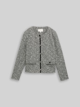 TOM TAILOR Damen Regular Fit Bouclé Jacke, schwarz, Meliert, Gr. XL