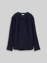 TOM TAILOR Damen Crinkle Bluse mit Raffungen, blau, Uni, Gr. 36