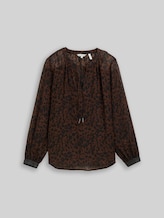 TOM TAILOR Damen Chiffon Bluse mit Leo-Print, braun, Animalprint, Gr. 36