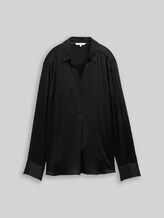 TOM TAILOR Damen Crinkle Satinbluse, schwarz, Uni, Gr. 36